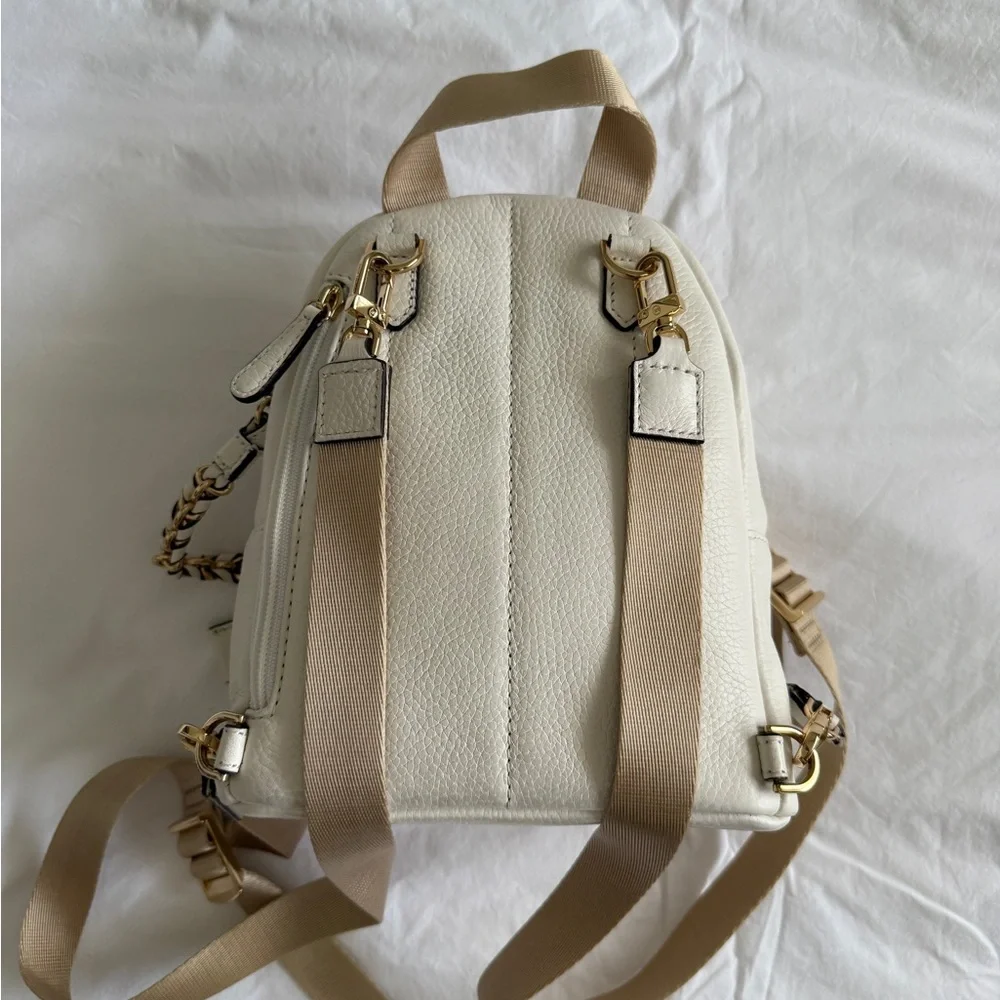 Michael Kors White and Gold Mini Leather Convertible Backpack - Picture 2 of 8